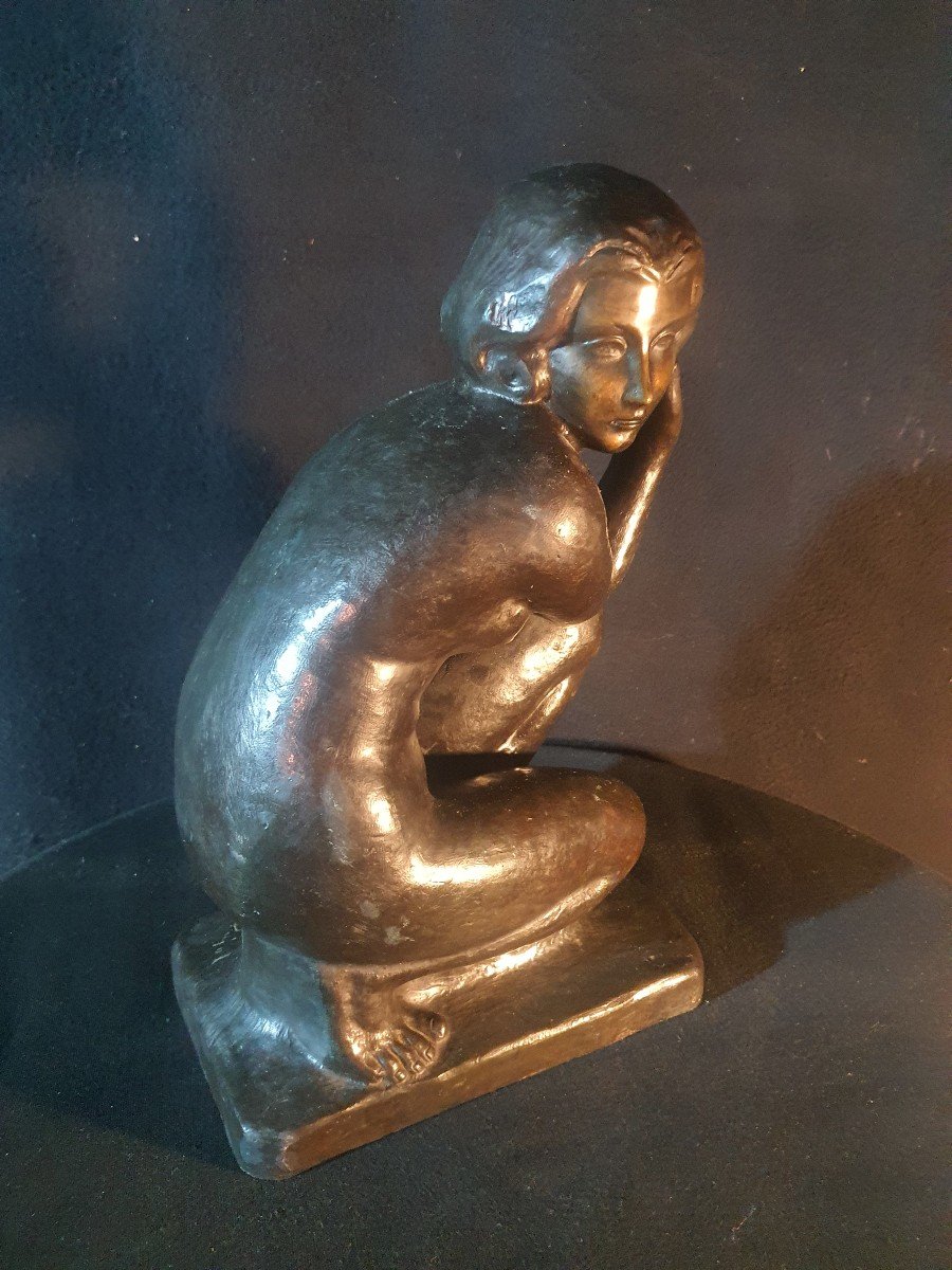 Bronze Sculpture Art Déco Nu Féminin école  Maillol ,Pujol.-photo-4