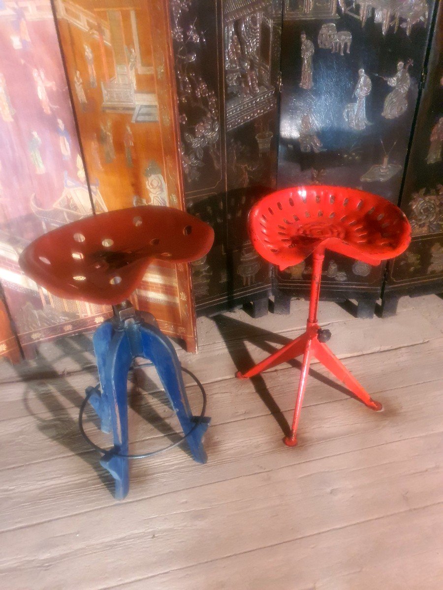 Pair Of Vintage Jean Prouvé Spirit Stools.
