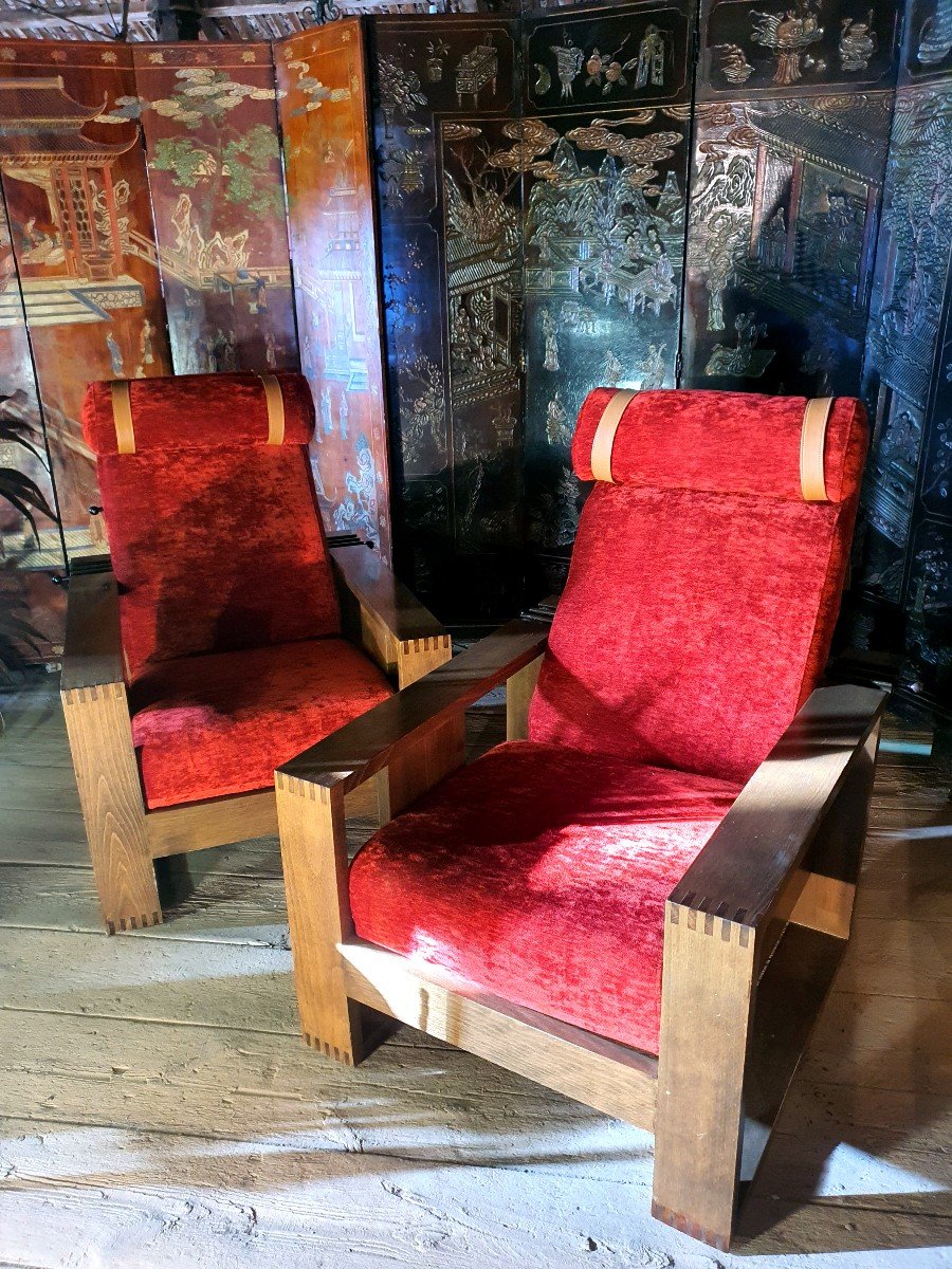 Paire De Fauteuils Art Déco Esprit A Sornay , Mallet Stevens.