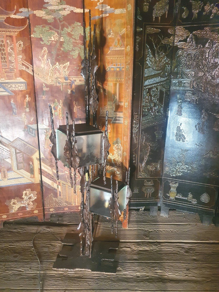 Vintage Brutalist Floor Lamp Naturalist Decor.-photo-1
