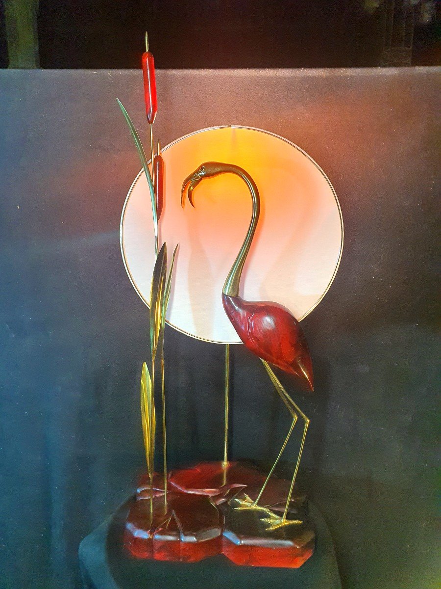 Large Vintage Heron Lamp.