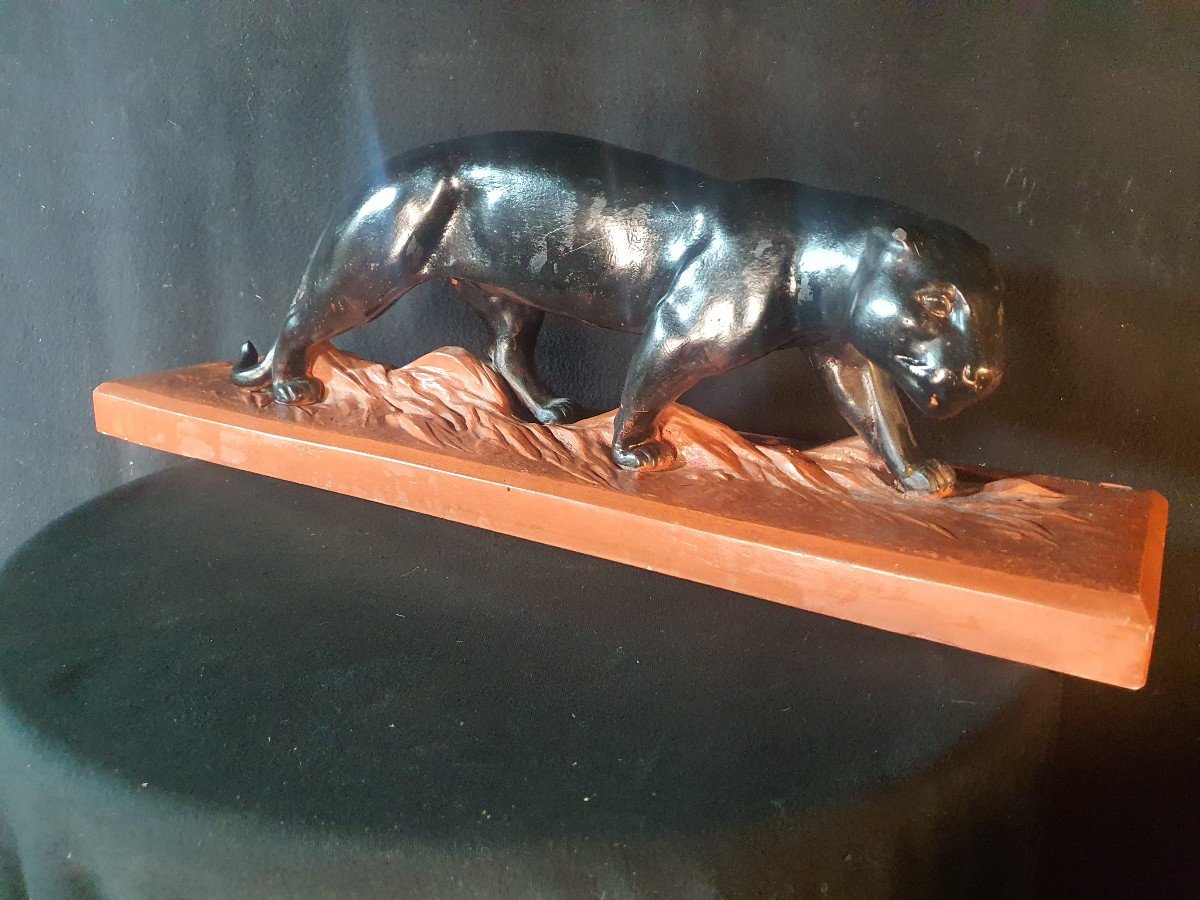 Panther Terracotta Sculpture Art Deco .luce.-photo-3