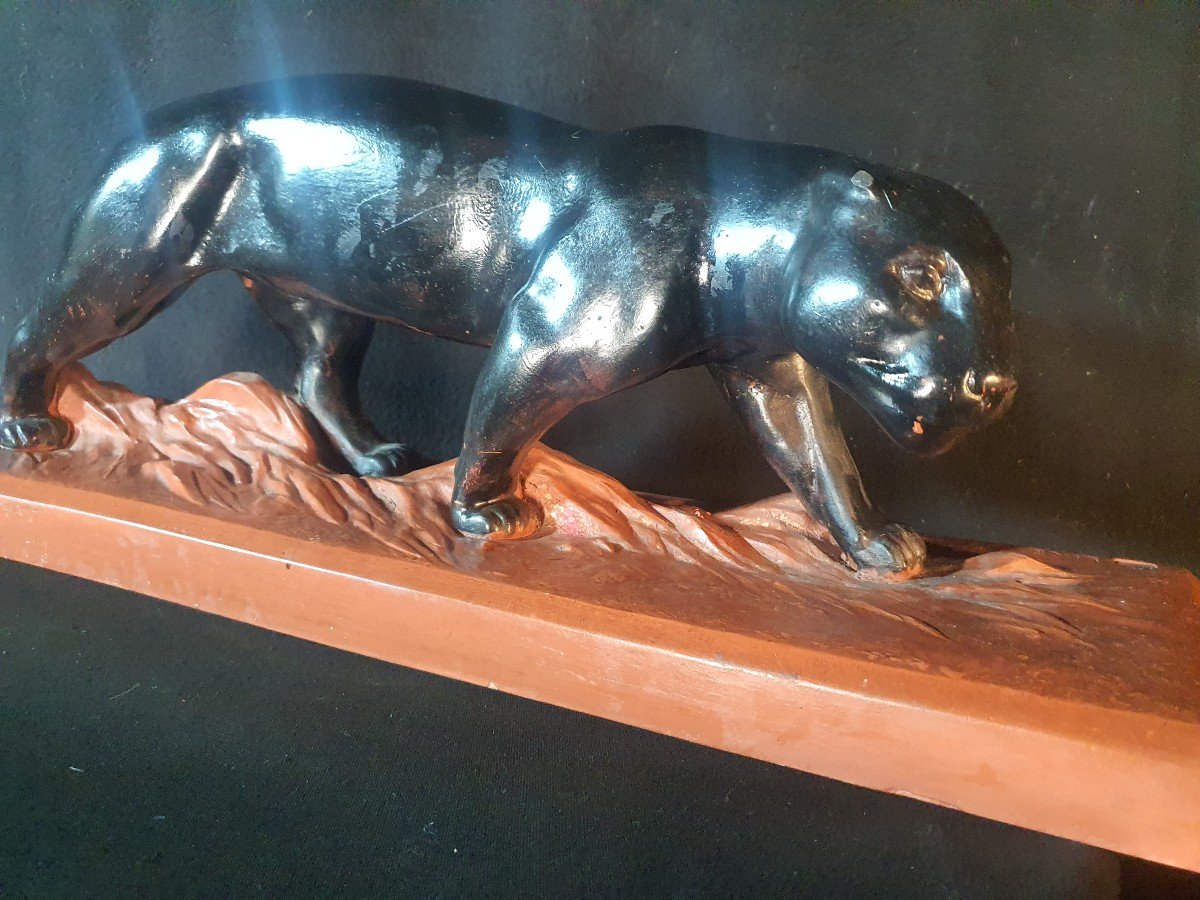 Panther Terracotta Sculpture Art Deco .luce.-photo-2