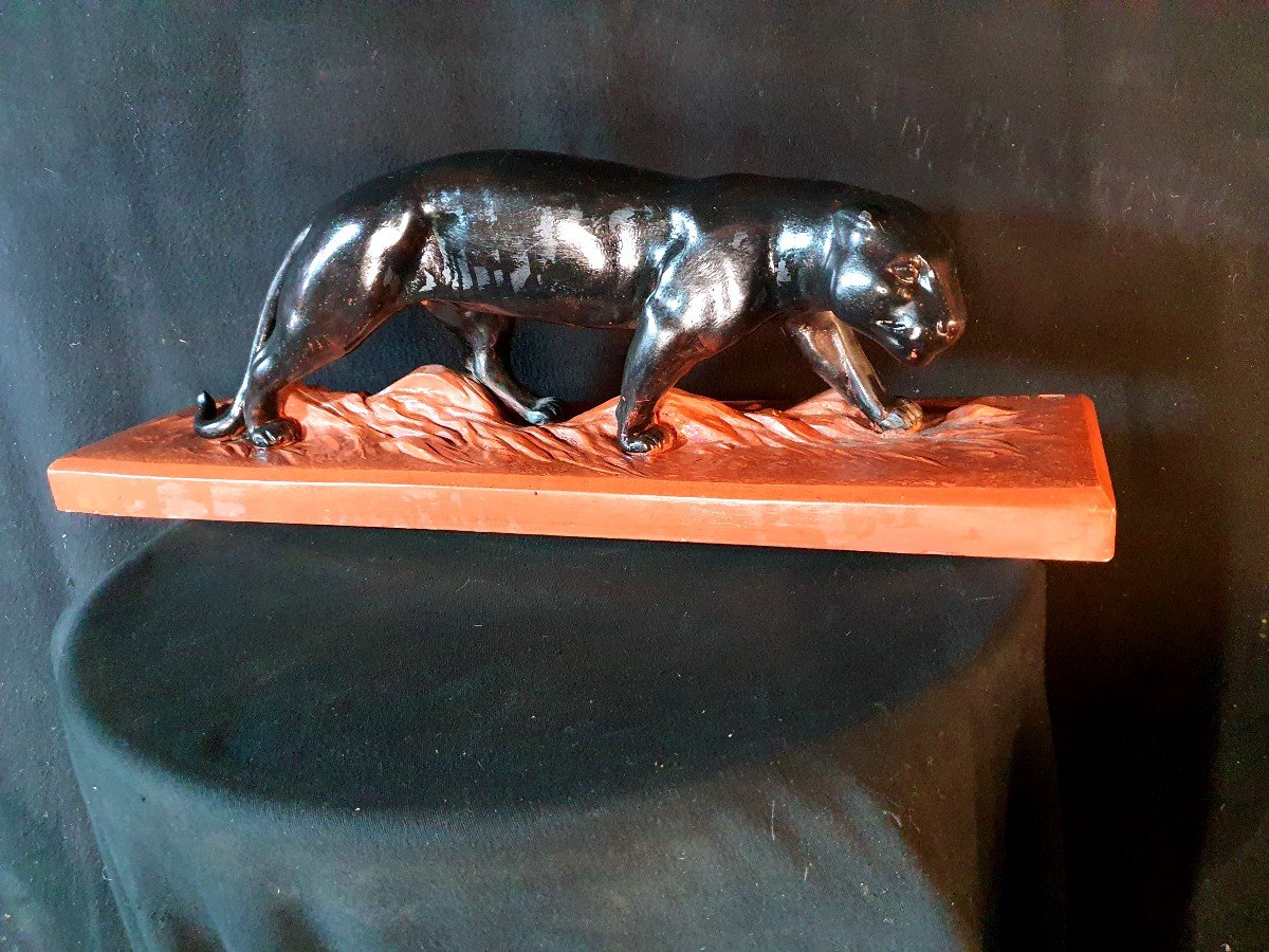 Panther Terracotta Sculpture Art Deco .luce.