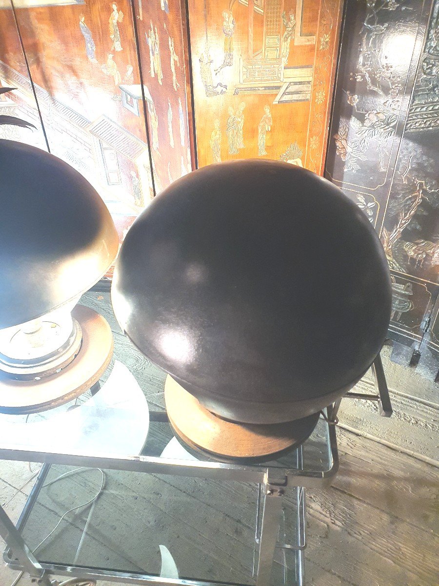Paire De Lampes Boules Vintage ,esprit Bauhaus.-photo-4