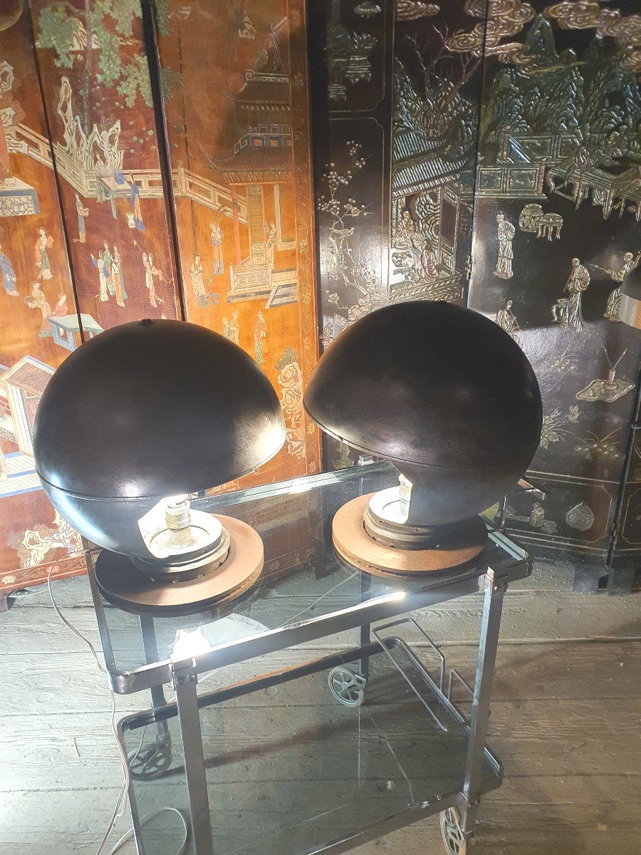 Paire De Lampes Boules Vintage ,esprit Bauhaus.