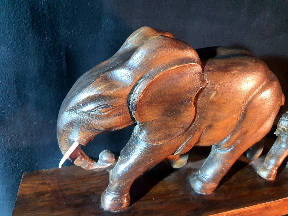 Art Deco Style Sculpture Elephant And Its Cub.-photo-3