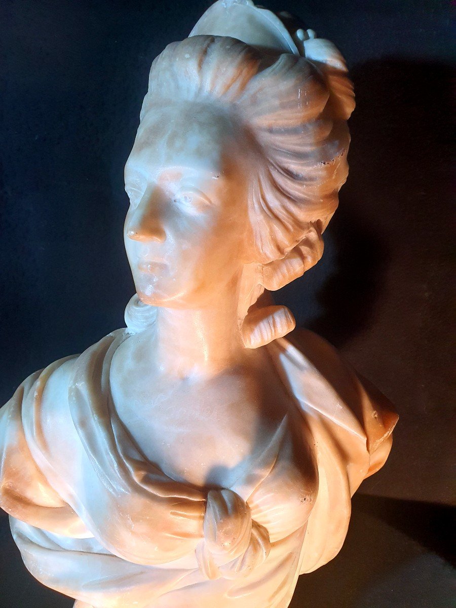 Marble Bust Marie Antoinette D After Pajou.-photo-4