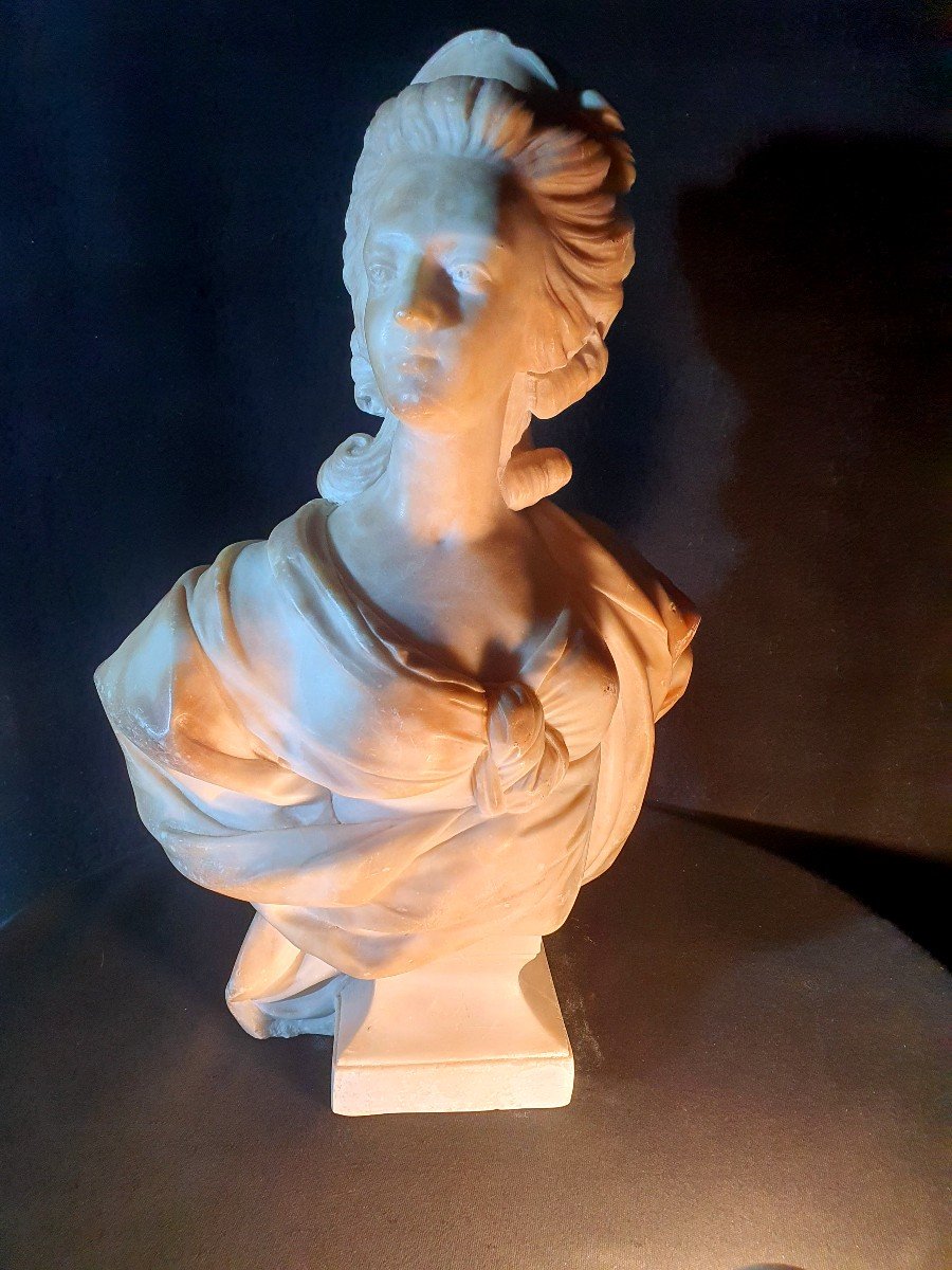 Marble Bust Marie Antoinette D After Pajou.-photo-2