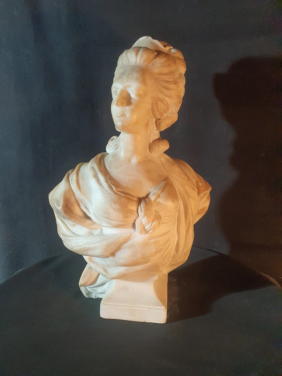 Marble Bust Marie Antoinette D After Pajou.