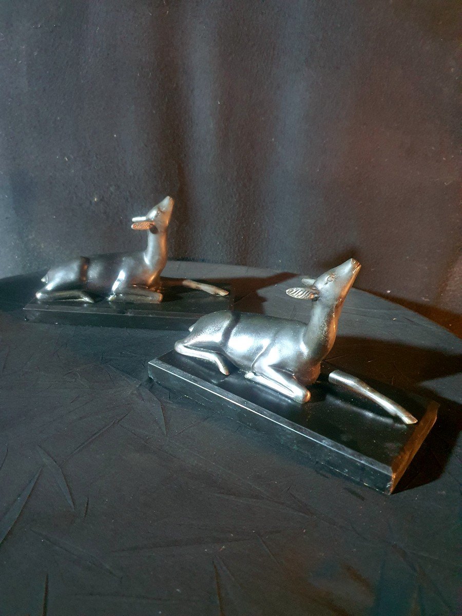 Pair Of Art Deco Sculptures, G Lavroff School Animal Bookends.-photo-4