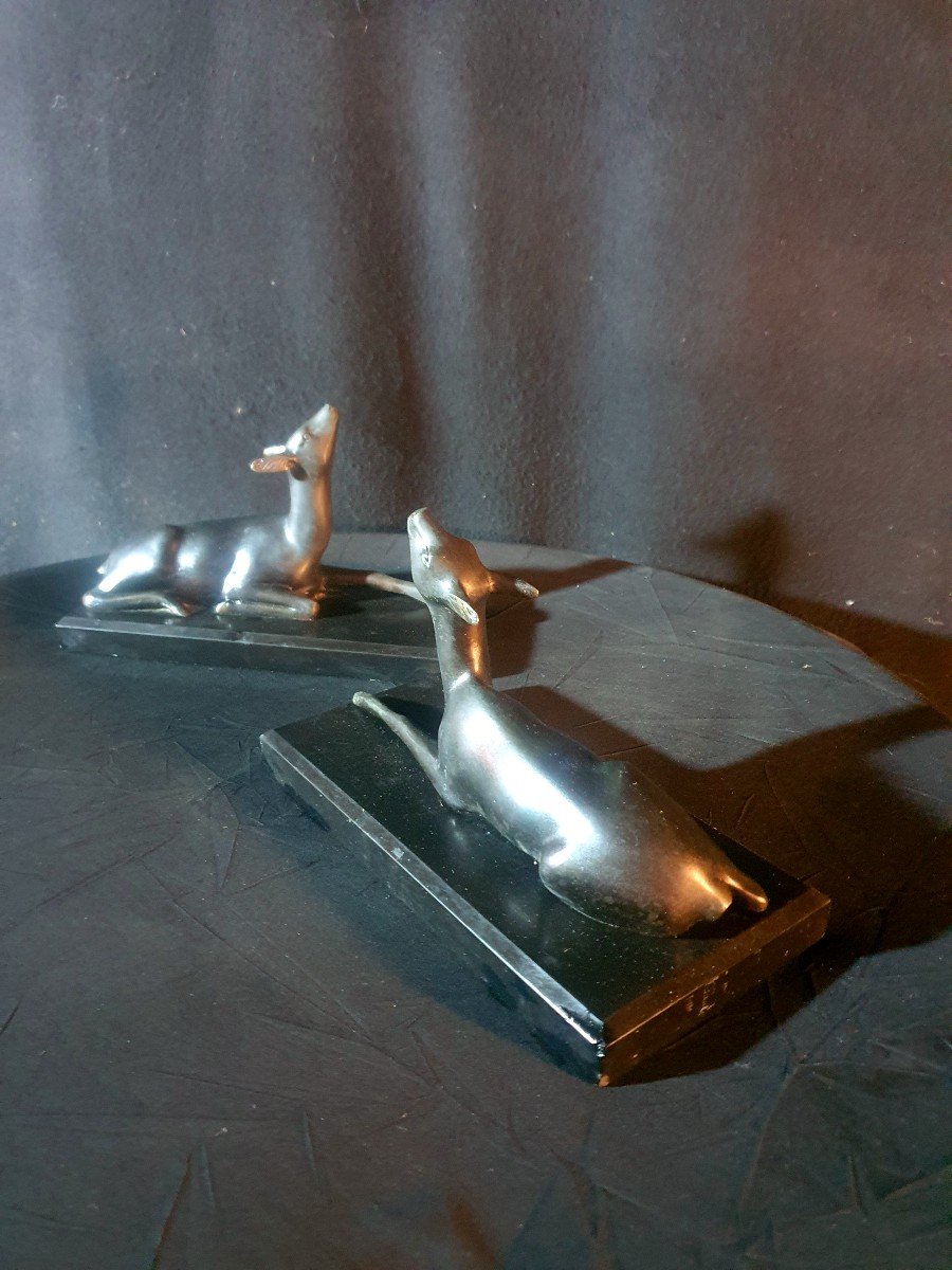 Pair Of Art Deco Sculptures, G Lavroff School Animal Bookends.-photo-2