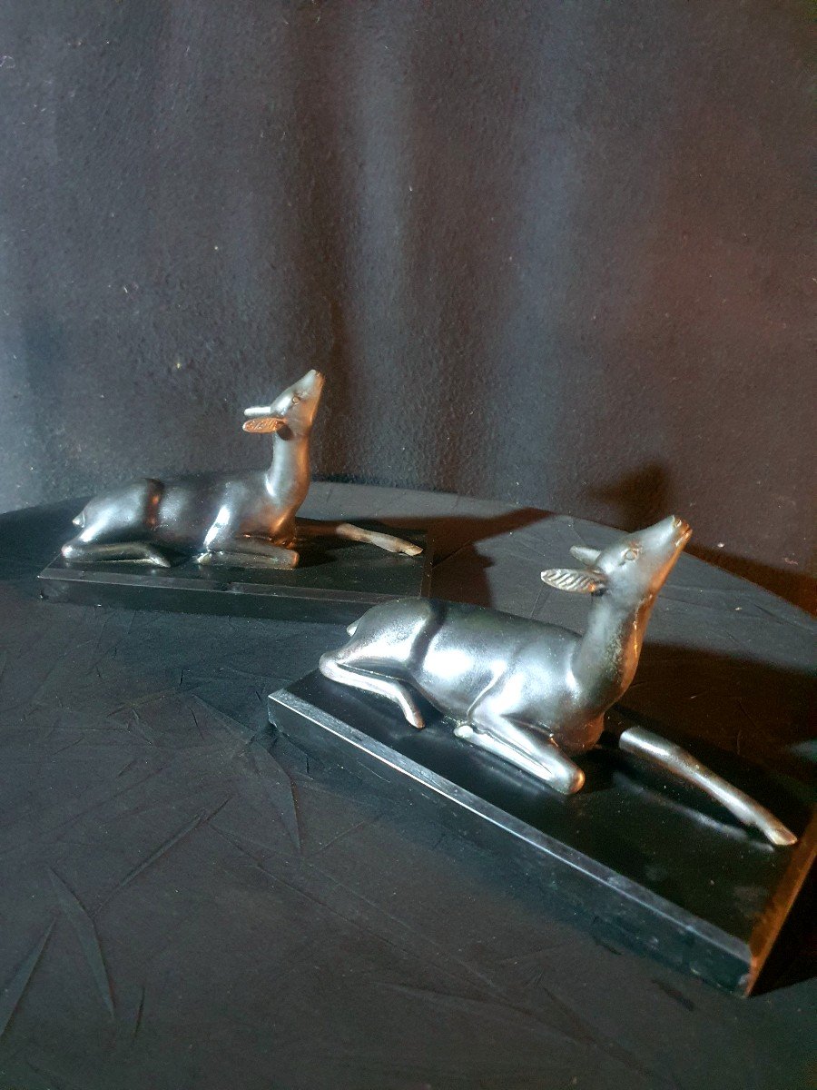 Pair Of Art Deco Sculptures, G Lavroff School Animal Bookends.-photo-5