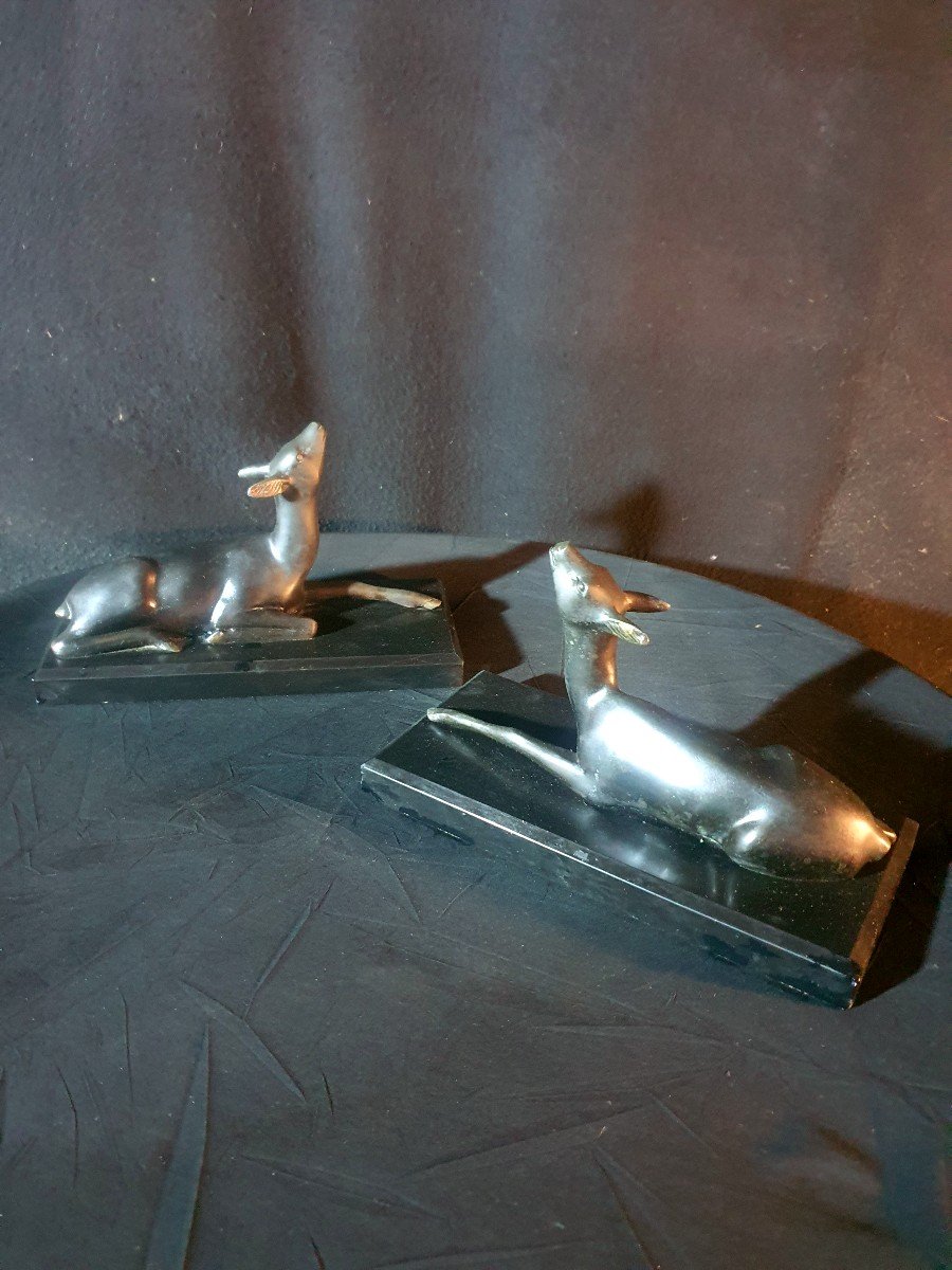 Pair Of Art Deco Sculptures, G Lavroff School Animal Bookends.