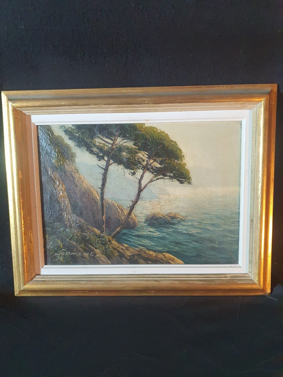 Art Deco Marine Côte d'Azur Painting.-photo-4