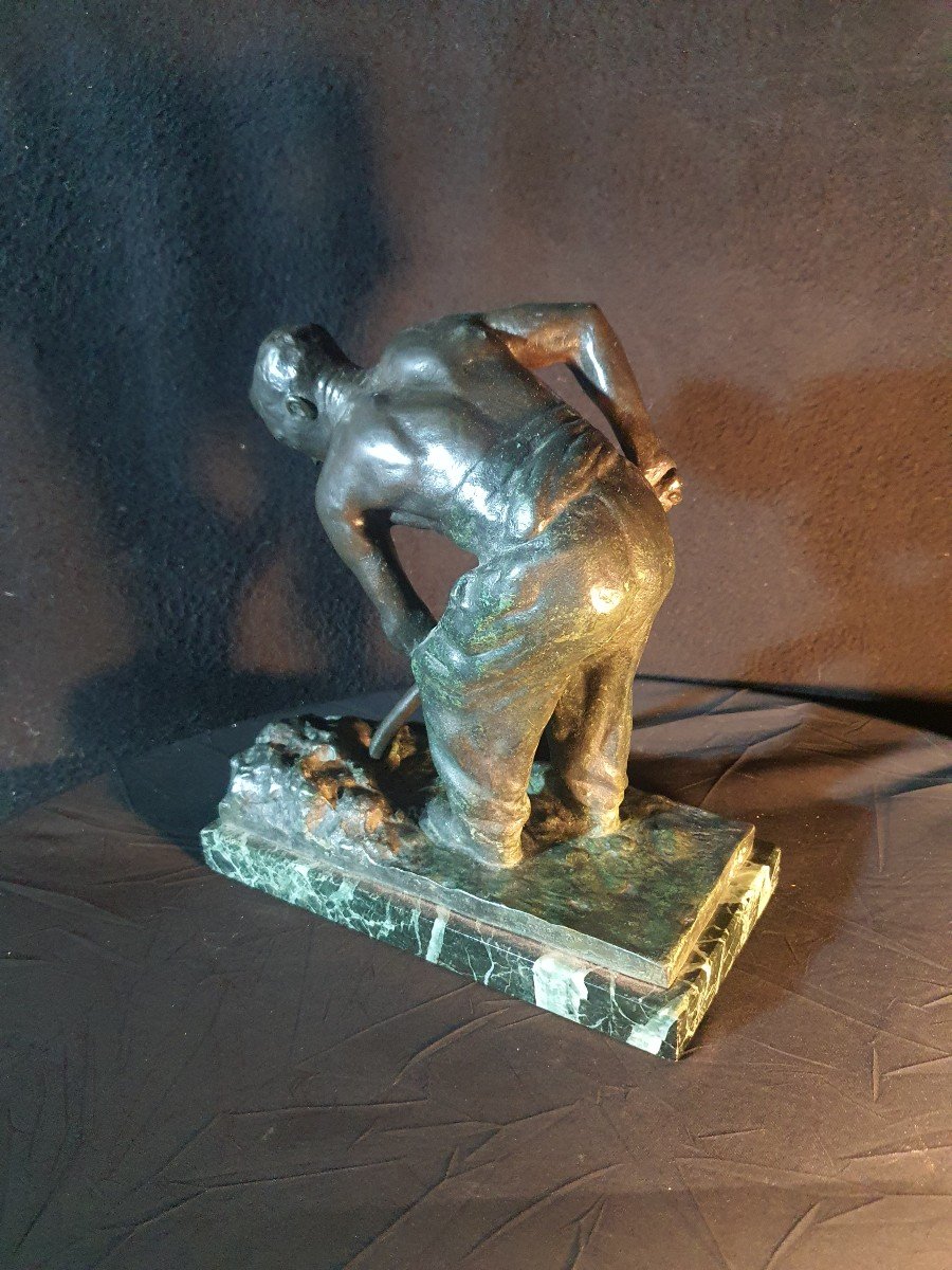 Sculpture Bronze Art Déco, Le Terrassier G Hierholtz.-photo-4