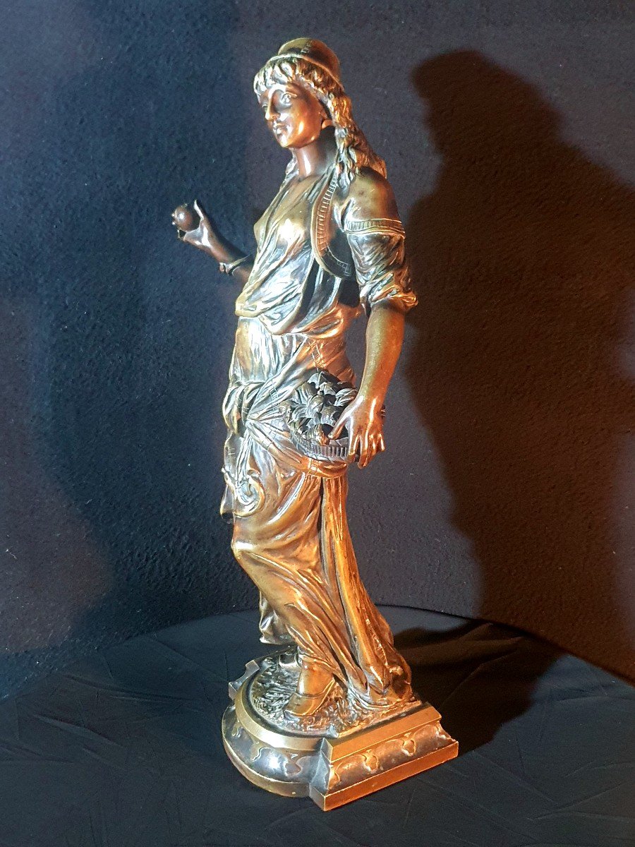 Sculpture Bronze  Orientaliste XIX Siècle  Marchande De Fruits Henri Giraud. -photo-4