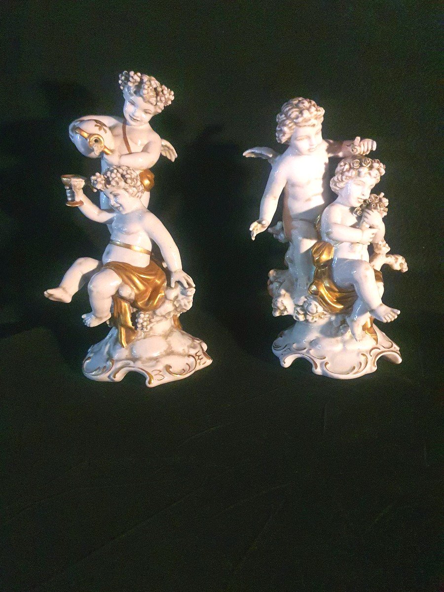 Pair Of Porcelain Cherub Sculptures, Clodion, Cappé, Capodimonte Meissen.