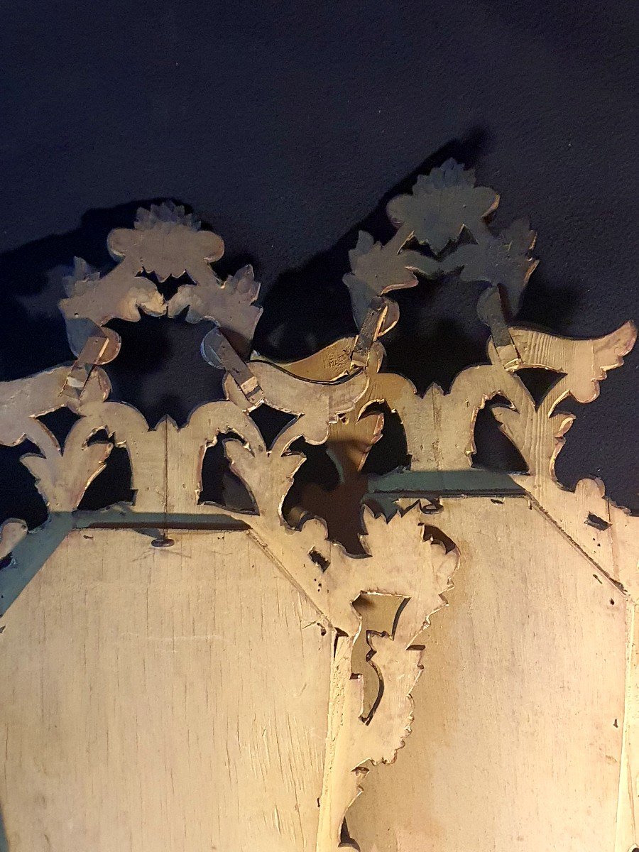 Paire De Miroirs Baroques Bois Doré Italie Provence. -photo-1