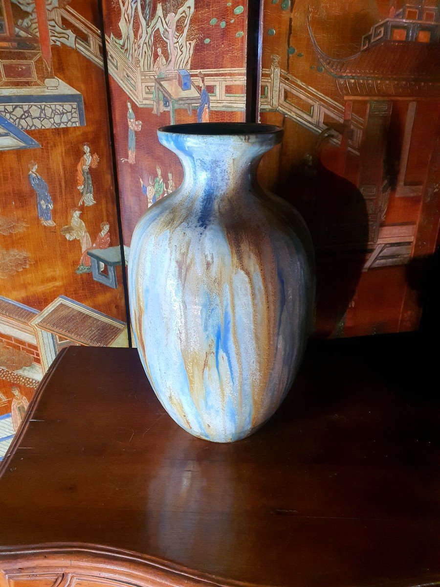 Art Deco Art Nouveau Vase Ceramic Stoneware Roger Guérin. -photo-3