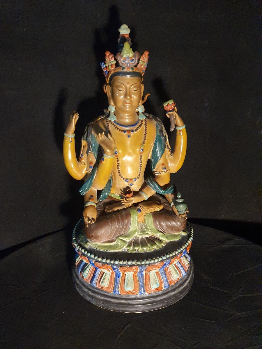 Sculpture China Tibet Porcelain Buddha. -photo-4