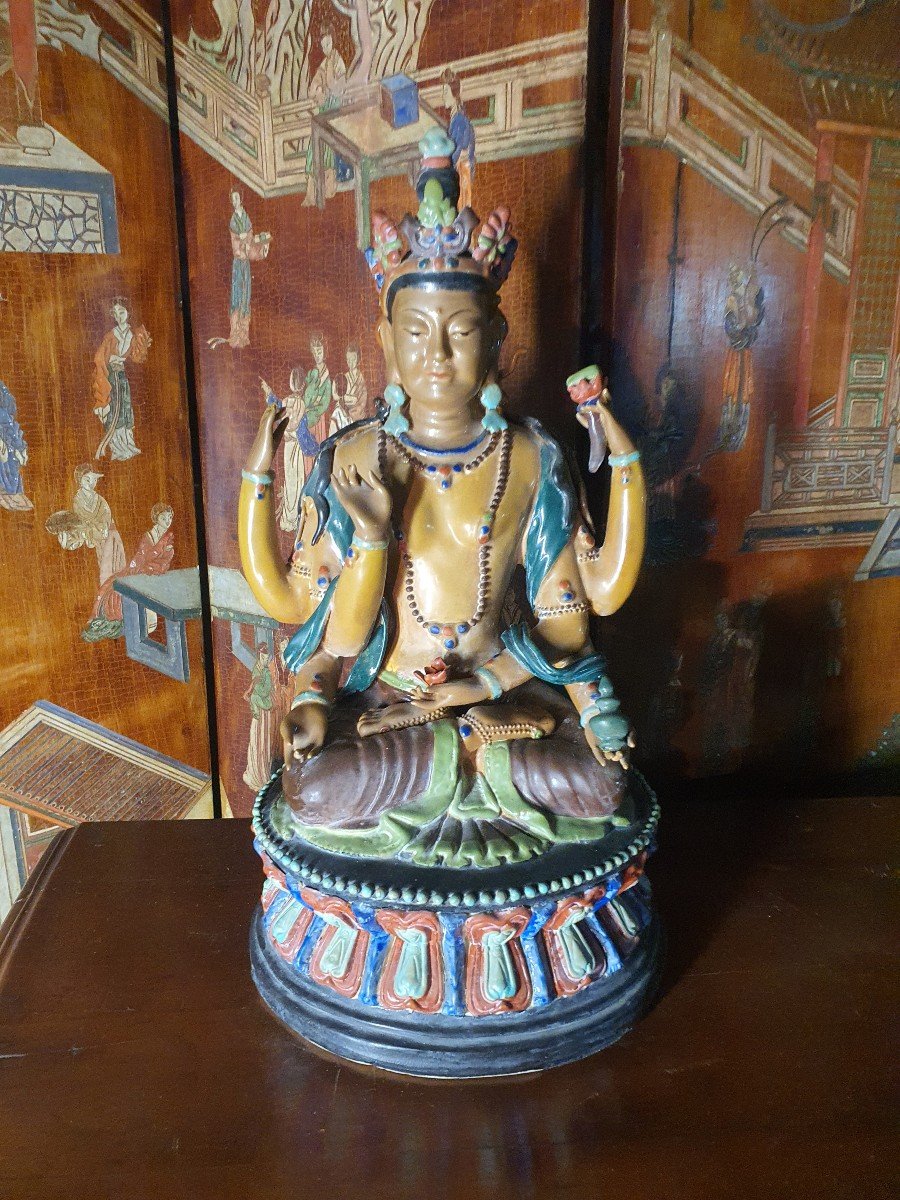 Sculpture China Tibet Porcelain Buddha. -photo-4