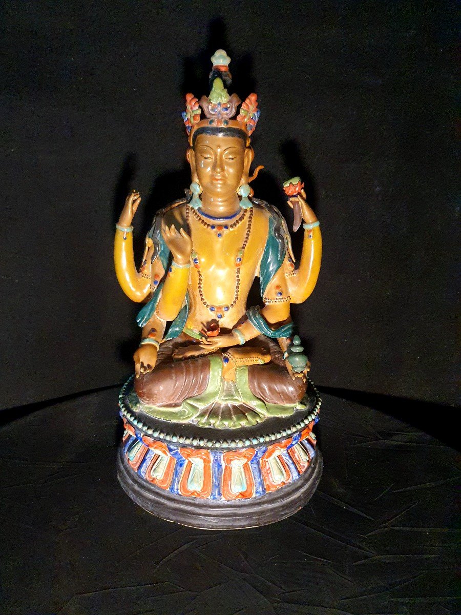 Sculpture China Tibet Porcelain Buddha. 
