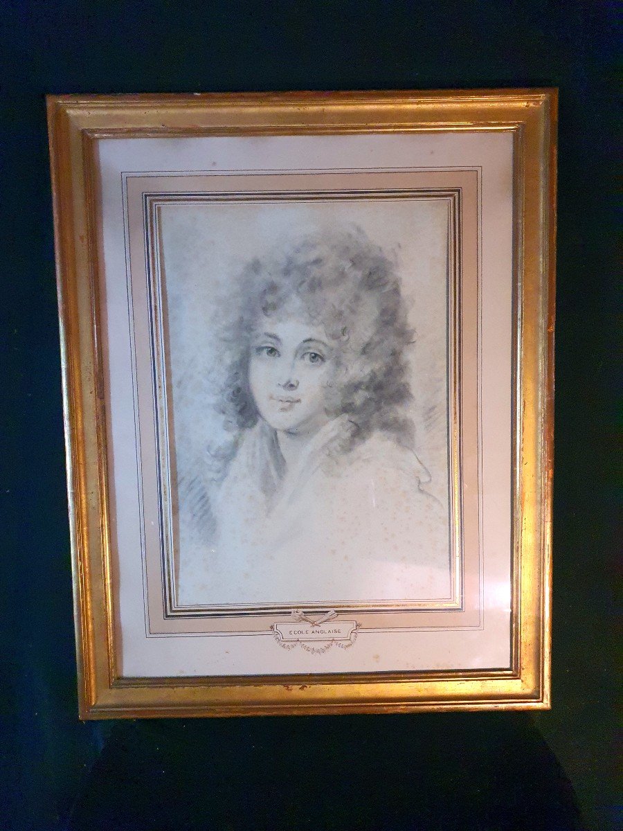 Tableau Portrait XVIII Siècle, Dessin  Lady Kilmorey école Gainsborough. 