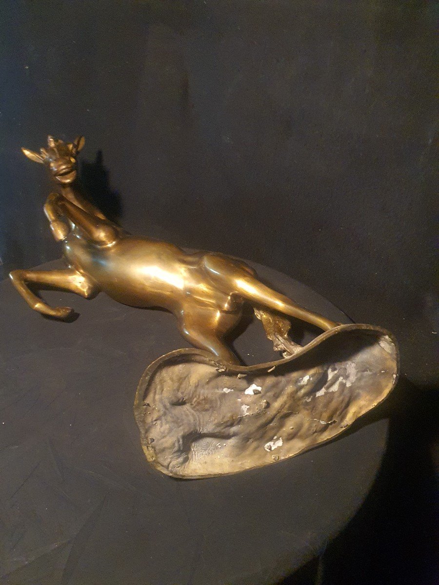 Sculpture Cheval Bronze Doré, école S Dali.-photo-4