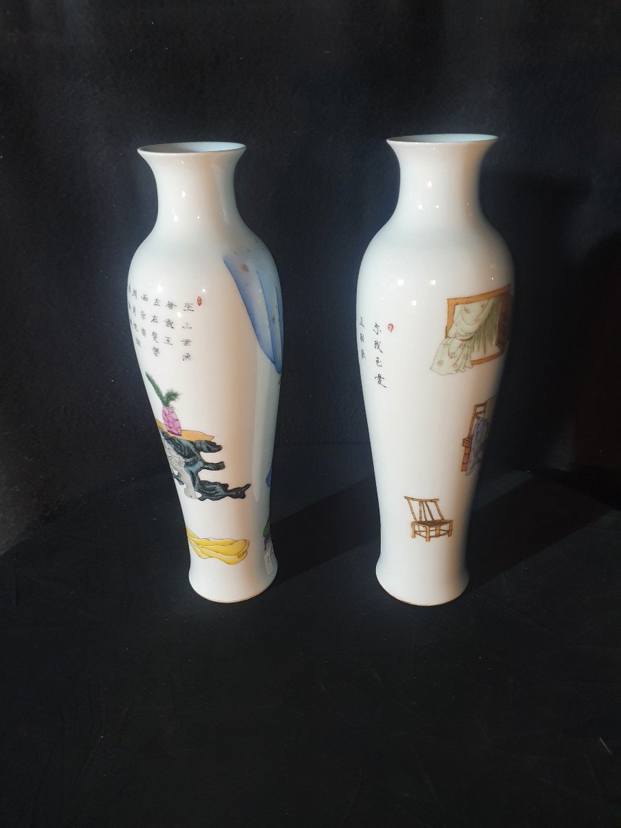 Pair Of Erotic Chinese Vases, Rose Family Chinese Republic. -photo-5