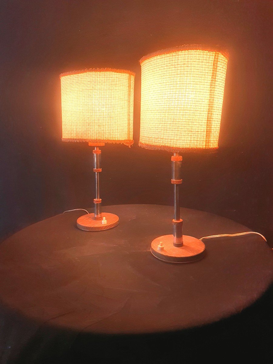 Paire De Lampes Vintage Scandinaves Palissandre. -photo-2