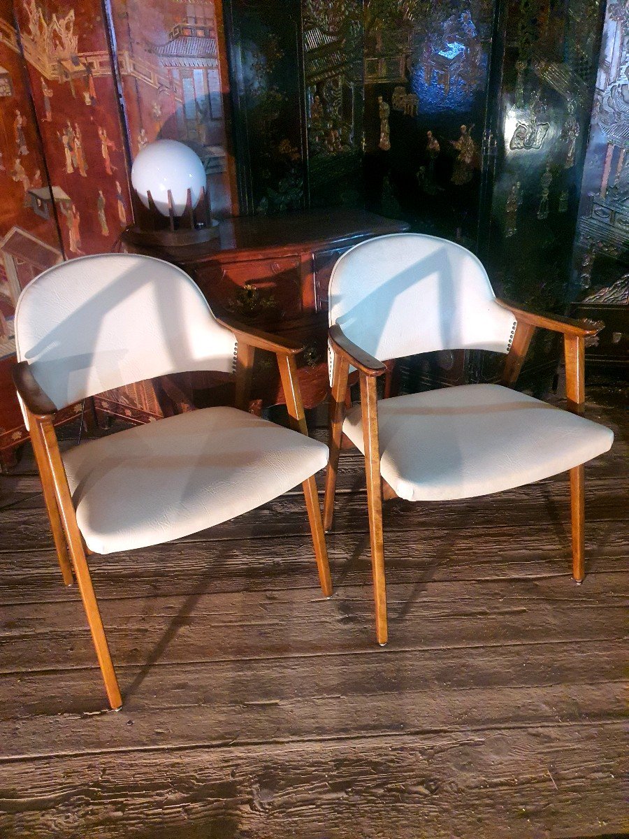 Paire De Fauteuils Vintage Skandinave Danois Années 50.-photo-3