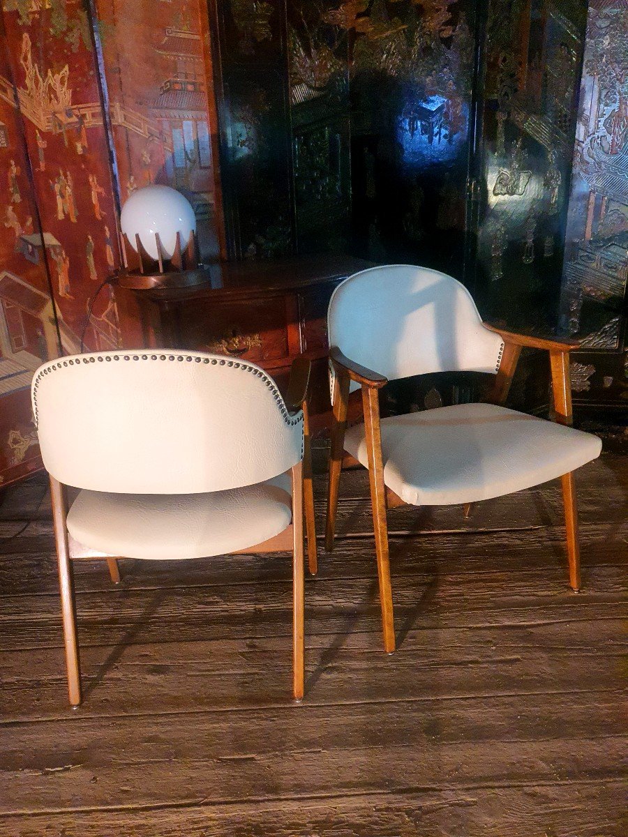 Paire De Fauteuils Vintage Skandinave Danois Années 50.-photo-4
