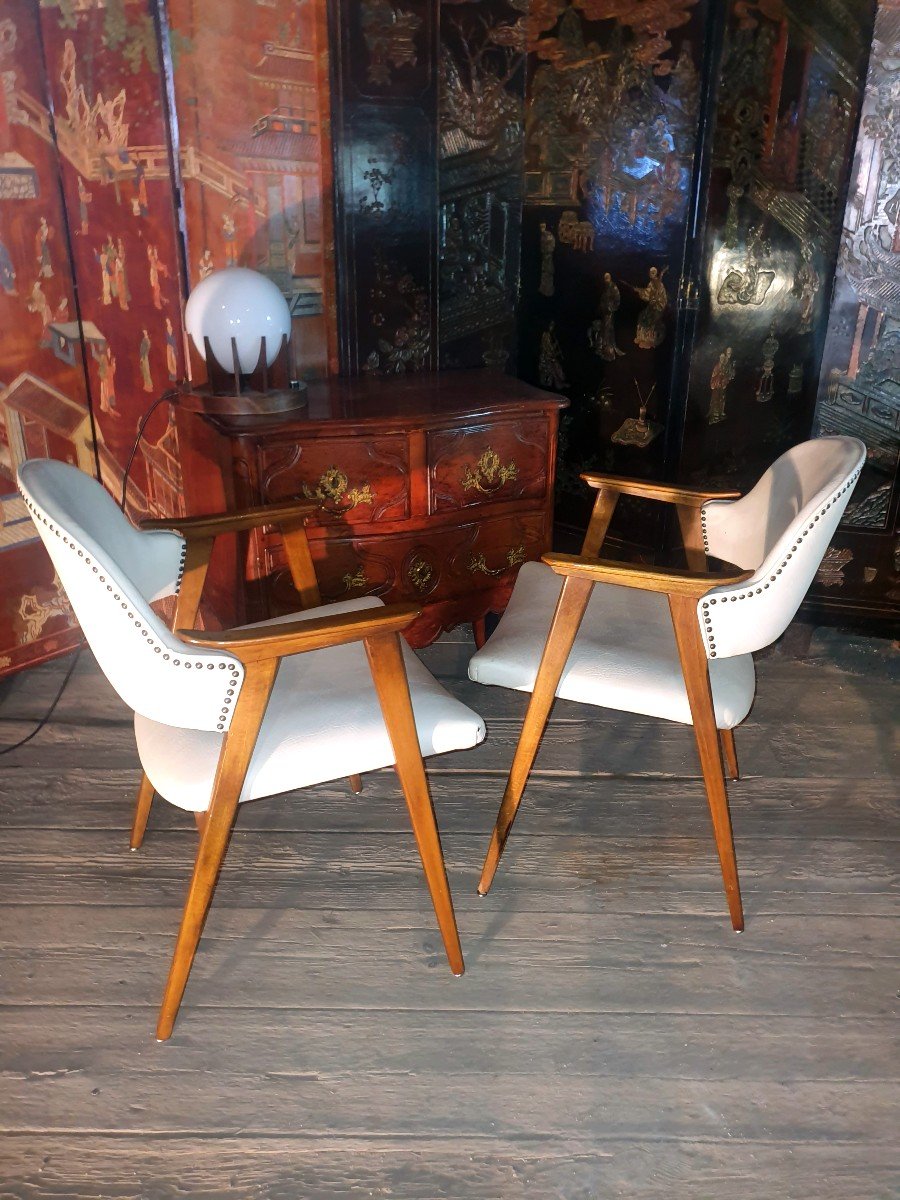 Paire De Fauteuils Vintage Skandinave Danois Années 50.-photo-1