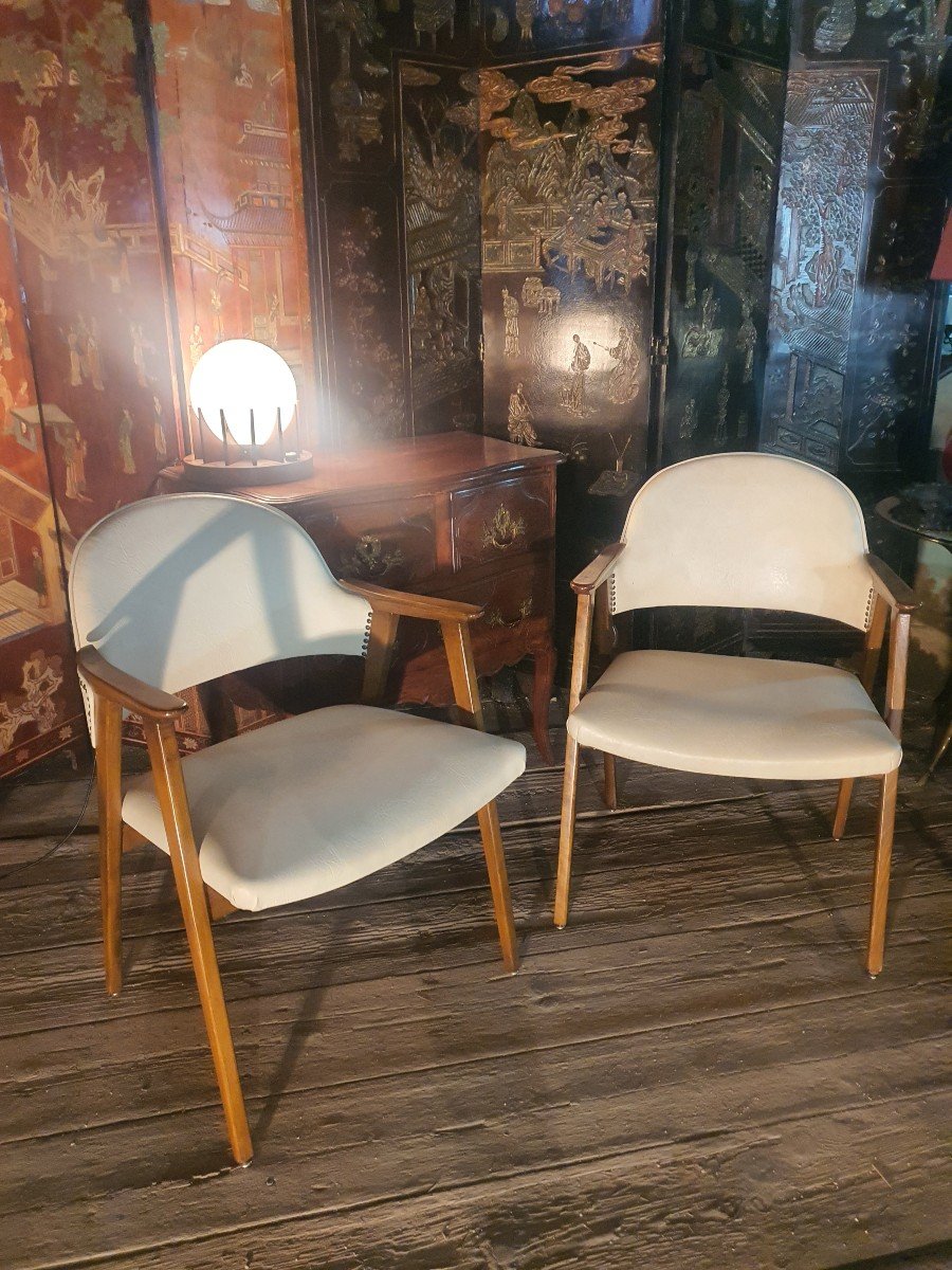 Paire De Fauteuils Vintage Skandinave Danois Années 50.-photo-2