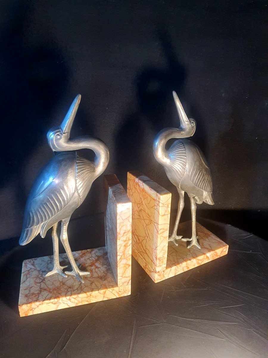 Art Deco Bookends Birds Herons Storks I Rochard-photo-2