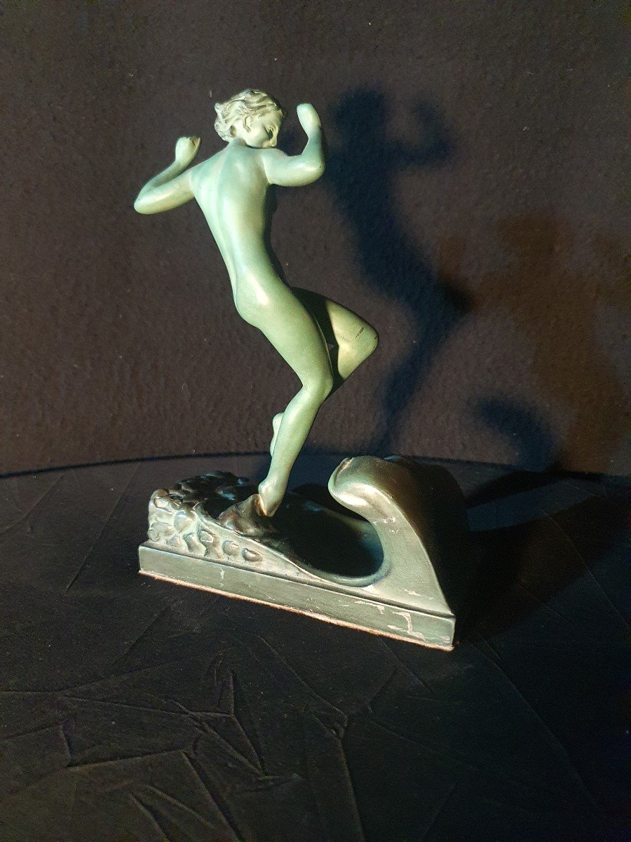 Sculpture Art Déco Baigneuse Raymonde Guerbé ,max Le Verrier. -photo-2