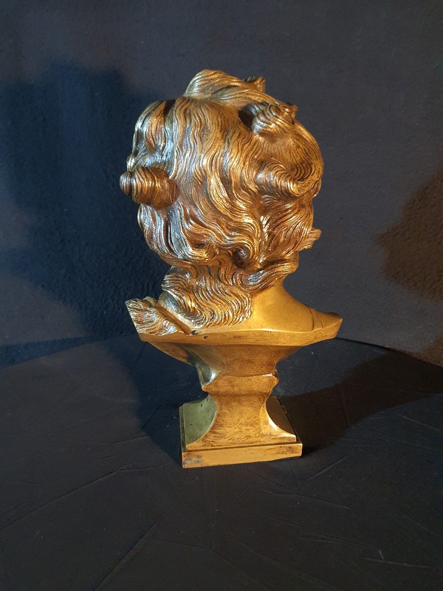 Buste Bronze Doré Enfant Rieur Bouige école Villanis. -photo-1