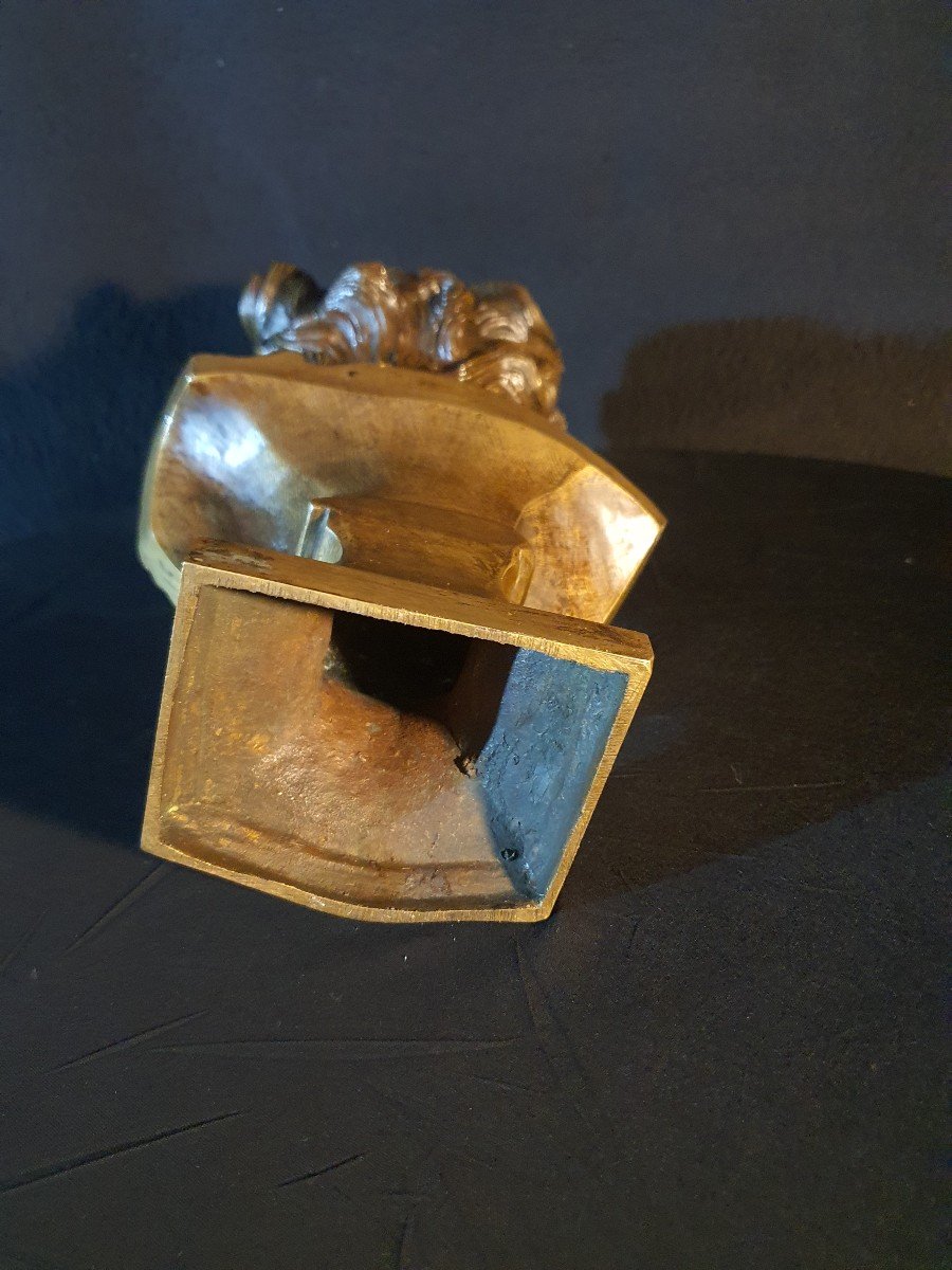 Buste Bronze Doré Enfant Rieur Bouige école Villanis. -photo-2