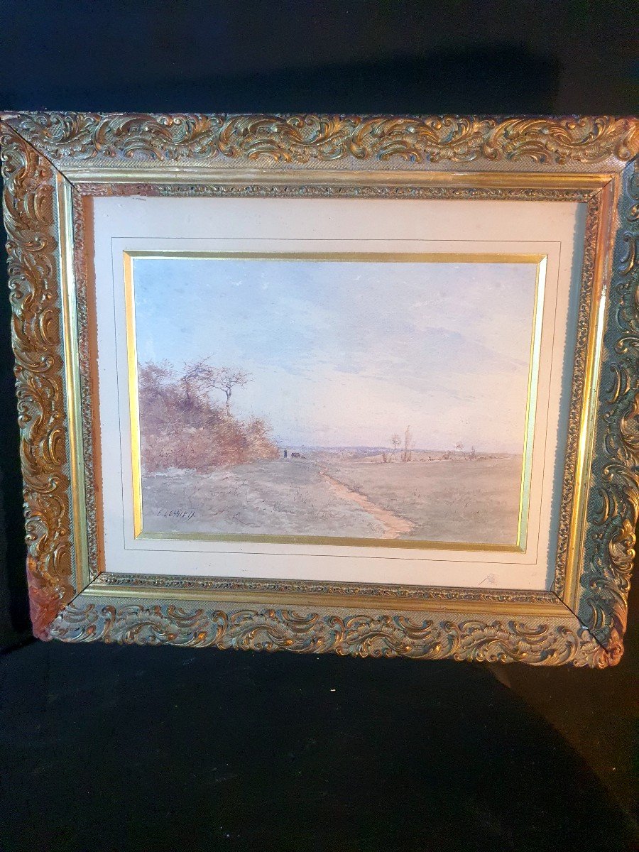Paire De Tableaux Aquarelles Impressionnistes XIX  Ernest Lessieux. -photo-4