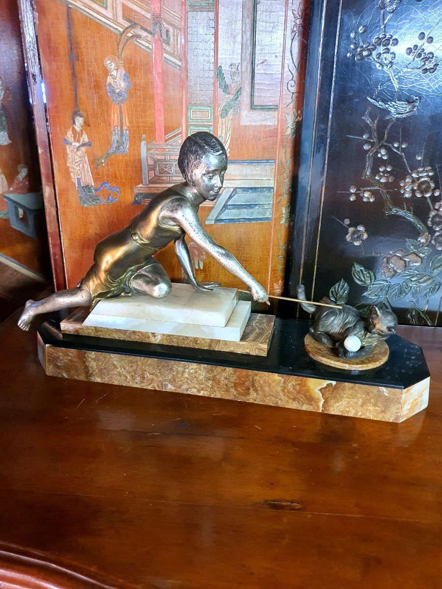 Sculpture Femme Et Chat Art Déco, Uriano Ugo Cipriani. -photo-2