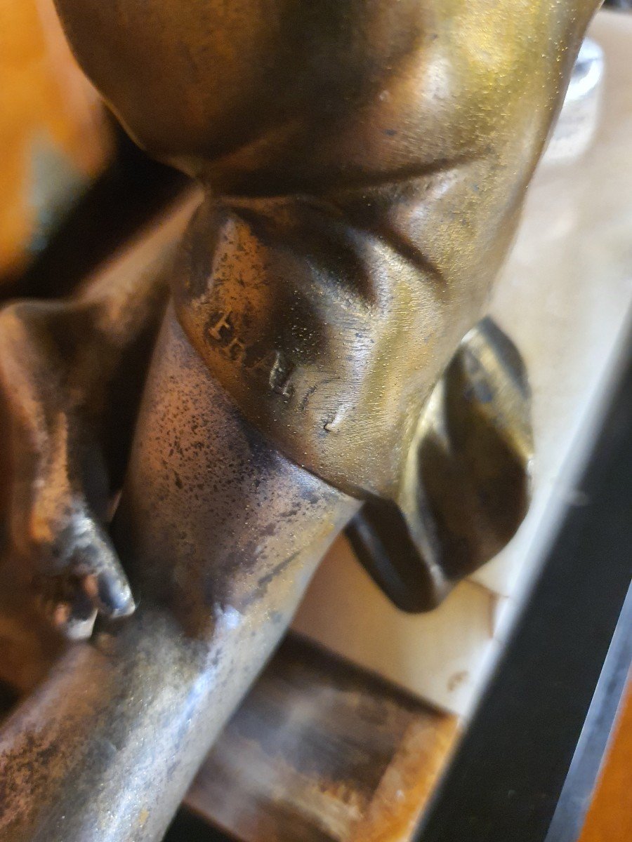 Sculpture Femme Et Chat Art Déco, Uriano Ugo Cipriani. -photo-3