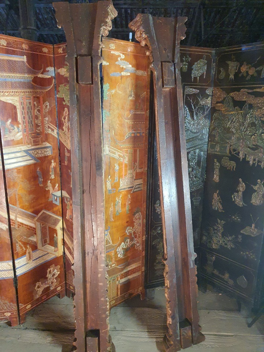Paire De Colonnes Bois Doré Classiques Corinthiennes.-photo-3