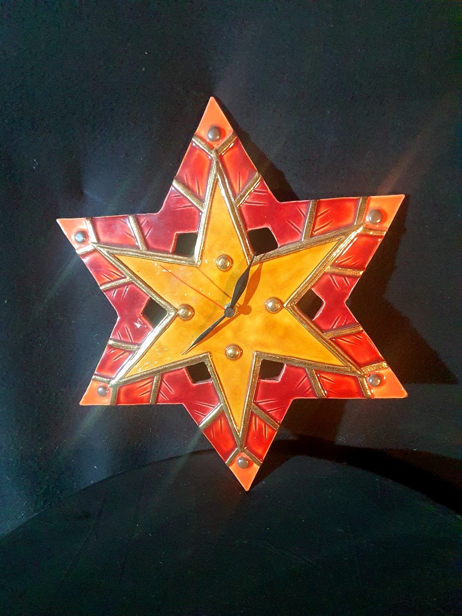 Vintage Ceramic Clock Marion De Crécy. -photo-2
