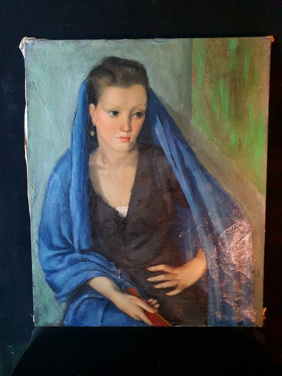 Portrait Jeune Femme Esprit Lionel Ellis école Picasso.-photo-2