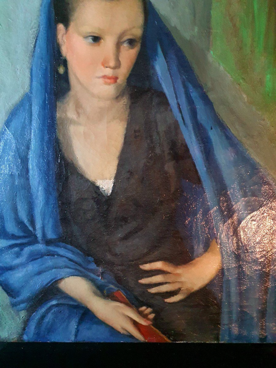 Portrait Jeune Femme Esprit Lionel Ellis école Picasso.-photo-1