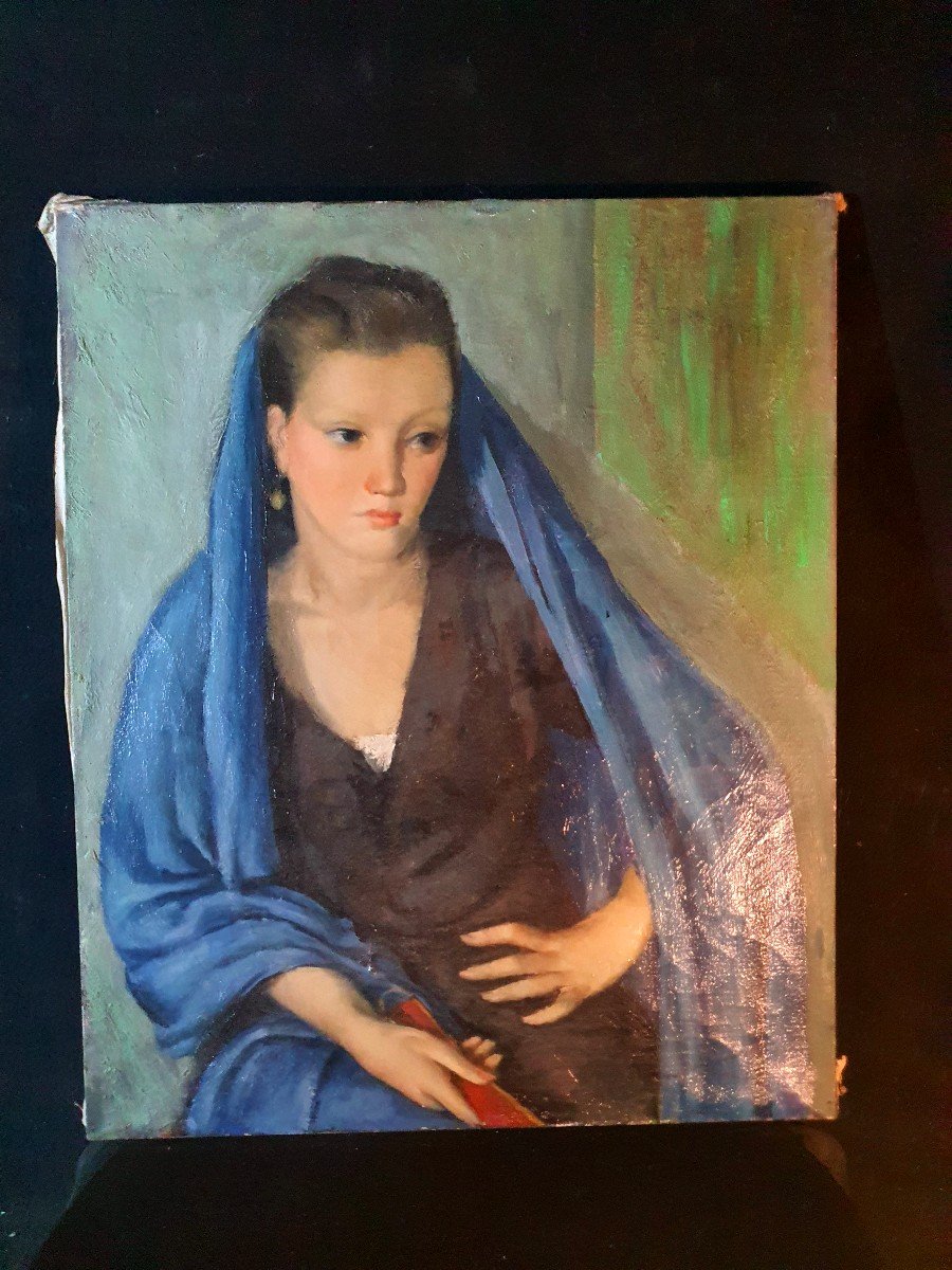Portrait Jeune Femme Esprit Lionel Ellis école Picasso.