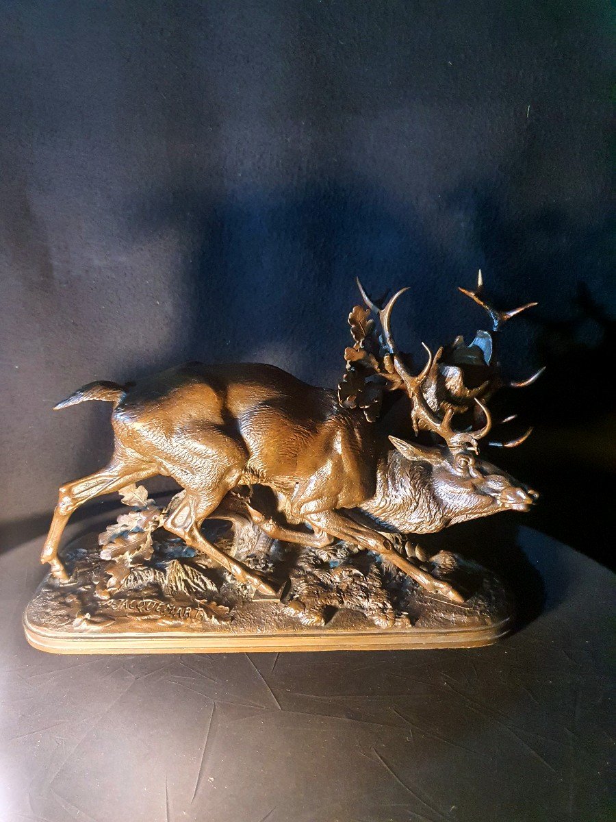 Bronze Animal Sculpture Deer By Alfred Jacquemart.-photo-6