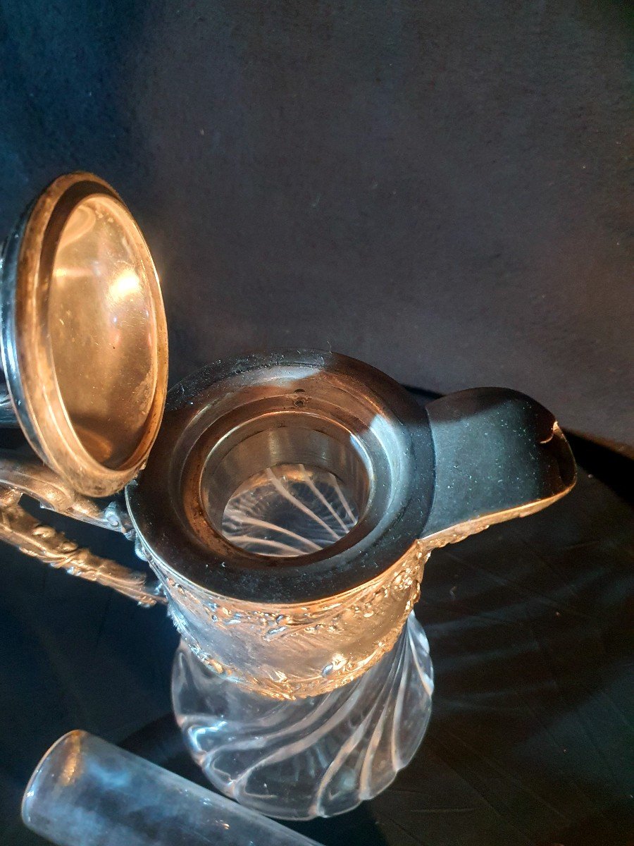 Carafe Aiguière Cristal XIX  Victor Saglier ,broc à Glace.-photo-2