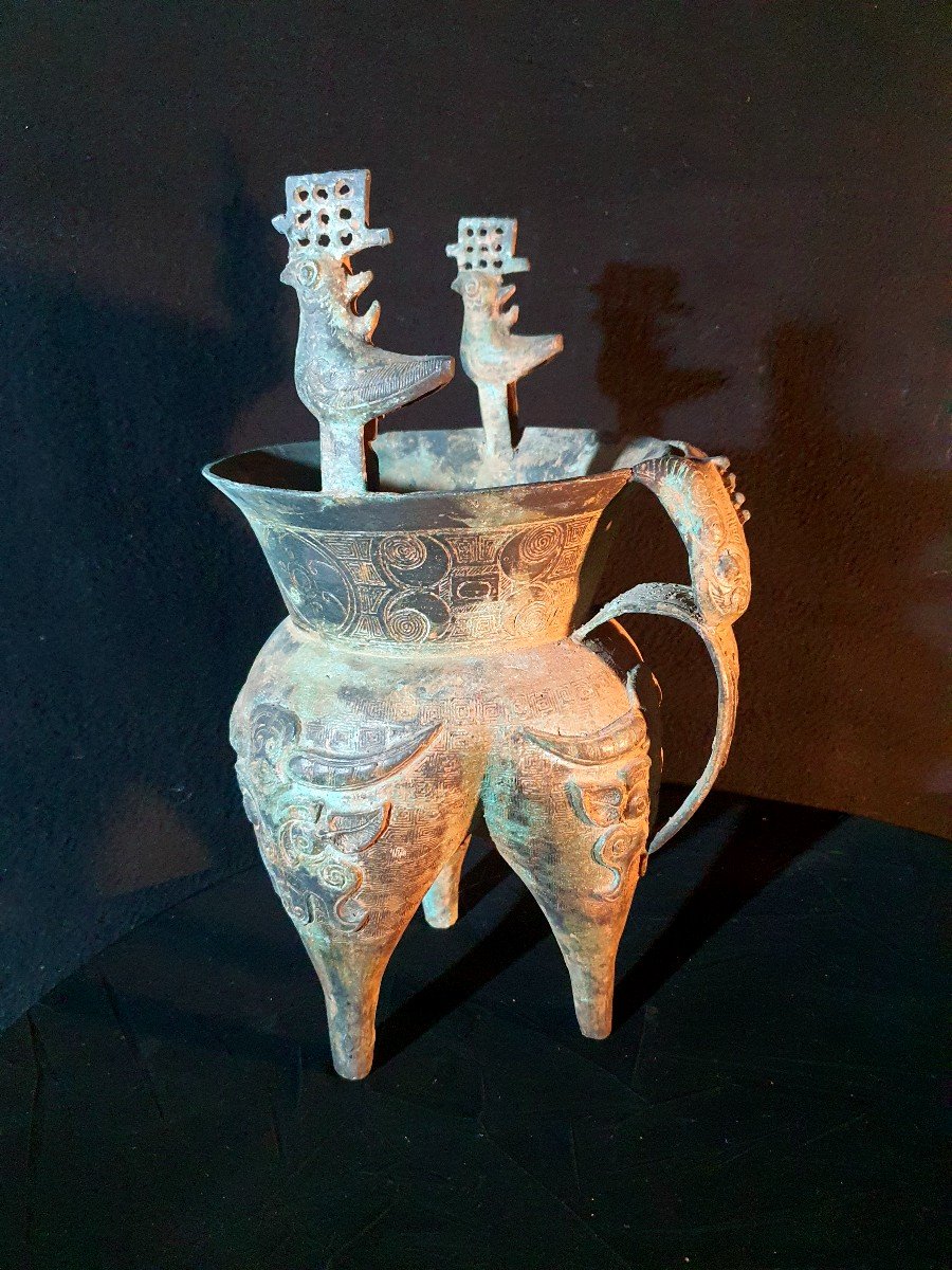 Vase Archaïque Chine Bronze Dynastie Shang ,xix Siècle. -photo-2